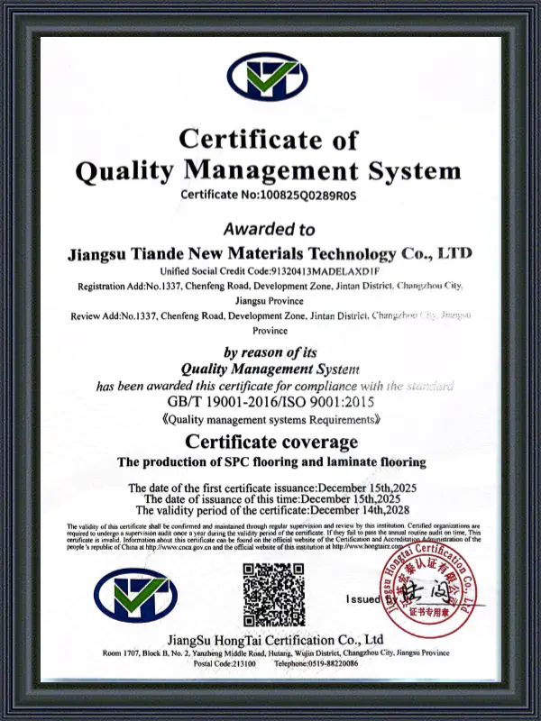 Certificat de système de gestion de l'environnement